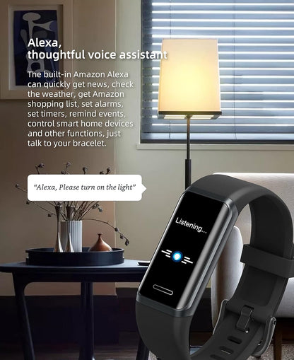 Pulse Veryfit Fitness Tracker Alexa Built-In Heart Rate Spo2 Blood Oxygen Saturation Sleep Monitor Step Counter Running Pedometer 5ATM Waterproof Smart Watch for Men Women (GT Band) (Blue)