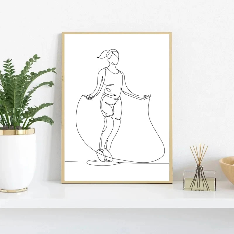 Fitness Line Art Posters and Prints Canvas Painting Motivational Minimalism Wall Art Picture for Gym Workout Room Decor Cuadros
