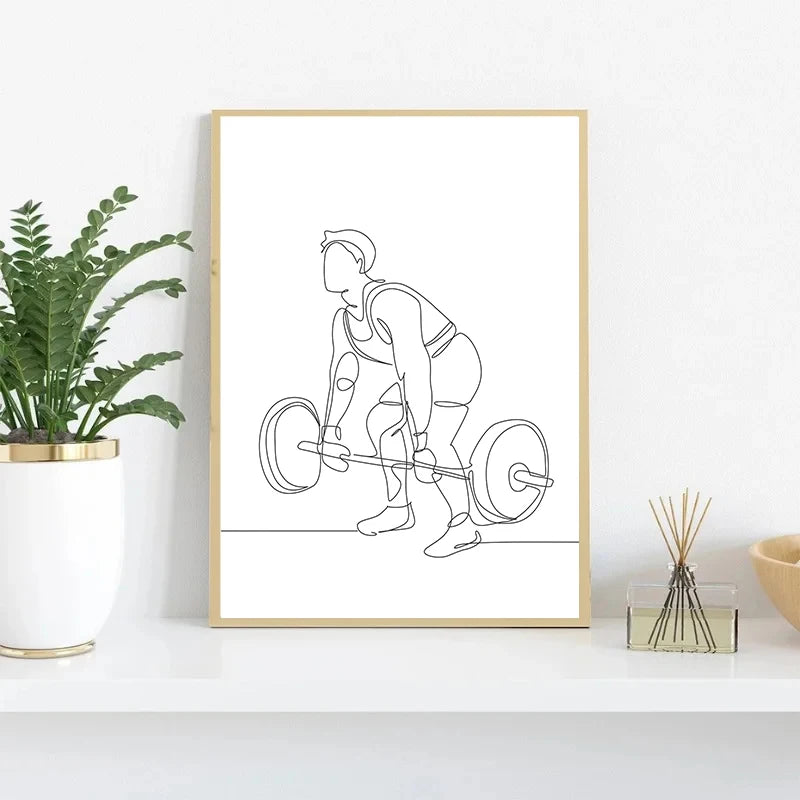 Fitness Line Art Posters and Prints Canvas Painting Motivational Minimalism Wall Art Picture for Gym Workout Room Decor Cuadros