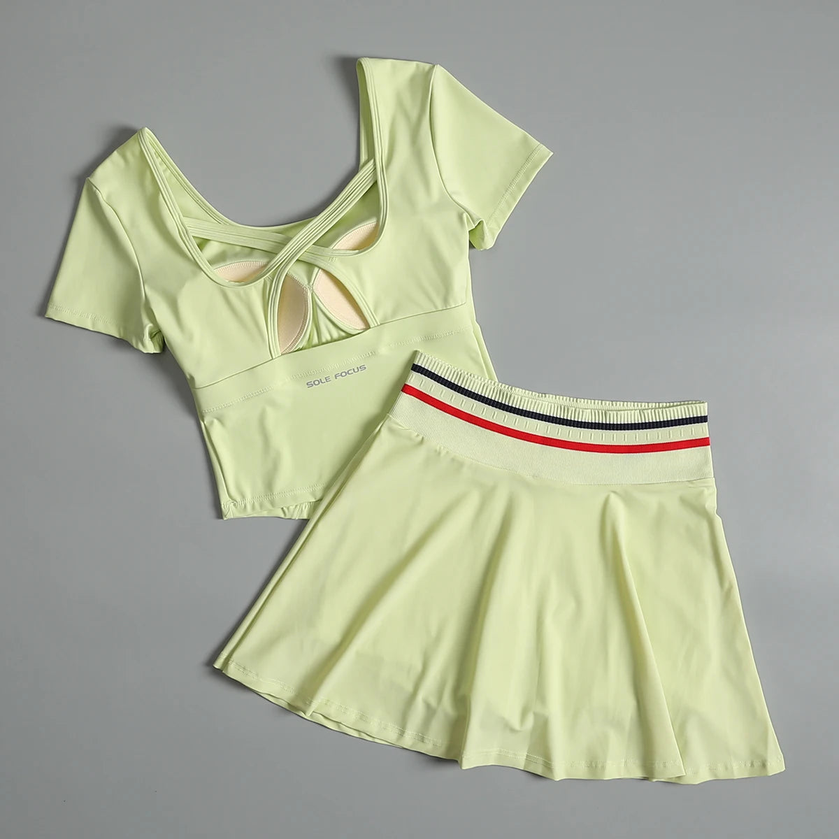 Badminton fitness suit for women in summer high-end sense with chest pad breathable yoga short-sleeved quick-drying running