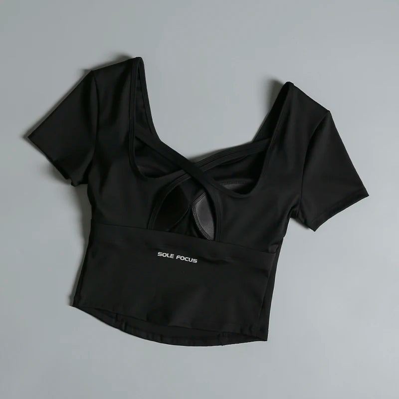 Badminton fitness suit for women in summer high-end sense with chest pad breathable yoga short-sleeved quick-drying running