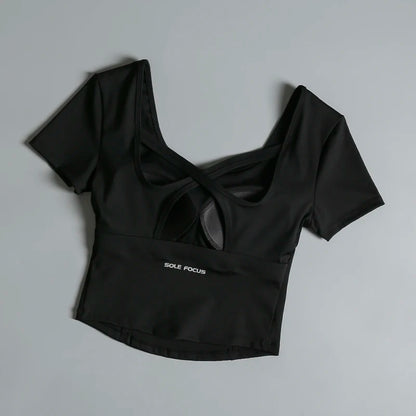 Badminton fitness suit for women in summer high-end sense with chest pad breathable yoga short-sleeved quick-drying running