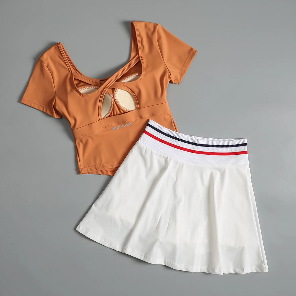 Badminton fitness suit for women in summer high-end sense with chest pad breathable yoga short-sleeved quick-drying running