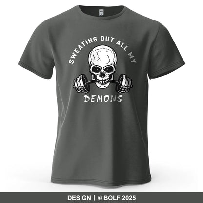 Fitness Skull Motivated Printed Men's T-Shirt 100% Cotton Oversized Gym Graphic Tees for Women Tops Tees Casual Streetwear