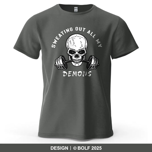 Fitness Skull Motivated Printed Men's T-Shirt 100% Cotton Oversized Gym Graphic Tees for Women Tops Tees Casual Streetwear