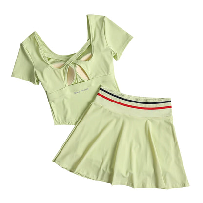 Badminton fitness suit for women in summer high-end sense with chest pad breathable yoga short-sleeved quick-drying running