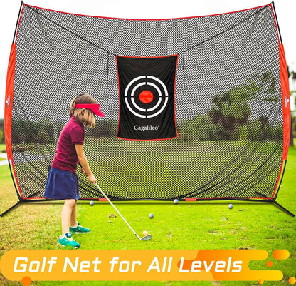 Gagalielo Golf Hitting Net：Professional Practice Accuracy with Target Mat Driving Swing Indoor Outdoor Training Backyard Garage Gift for Golfers