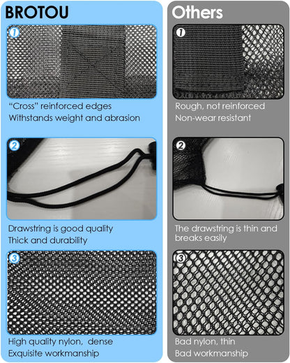 Thickened Extra Large Sports Ball Bag Mesh Socce Ball Bag Heavy Duty Drawstring Bags Team Work for Holding Basketball, Volleyball, Baseball, Swimming Gear with Shoulder Strap