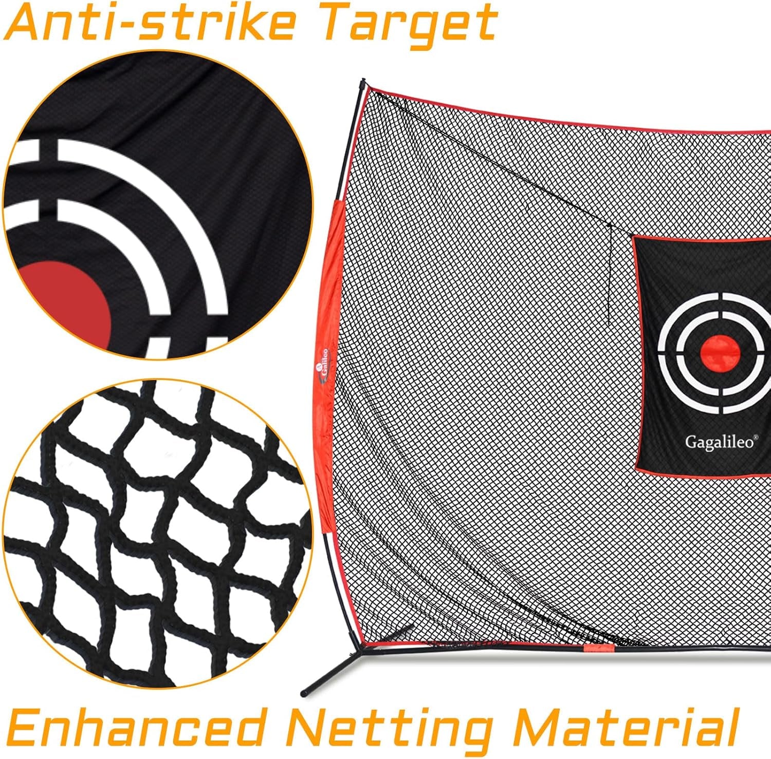 Gagalielo Golf Hitting Net：Professional Practice Accuracy with Target Mat Driving Swing Indoor Outdoor Training Backyard Garage Gift for Golfers