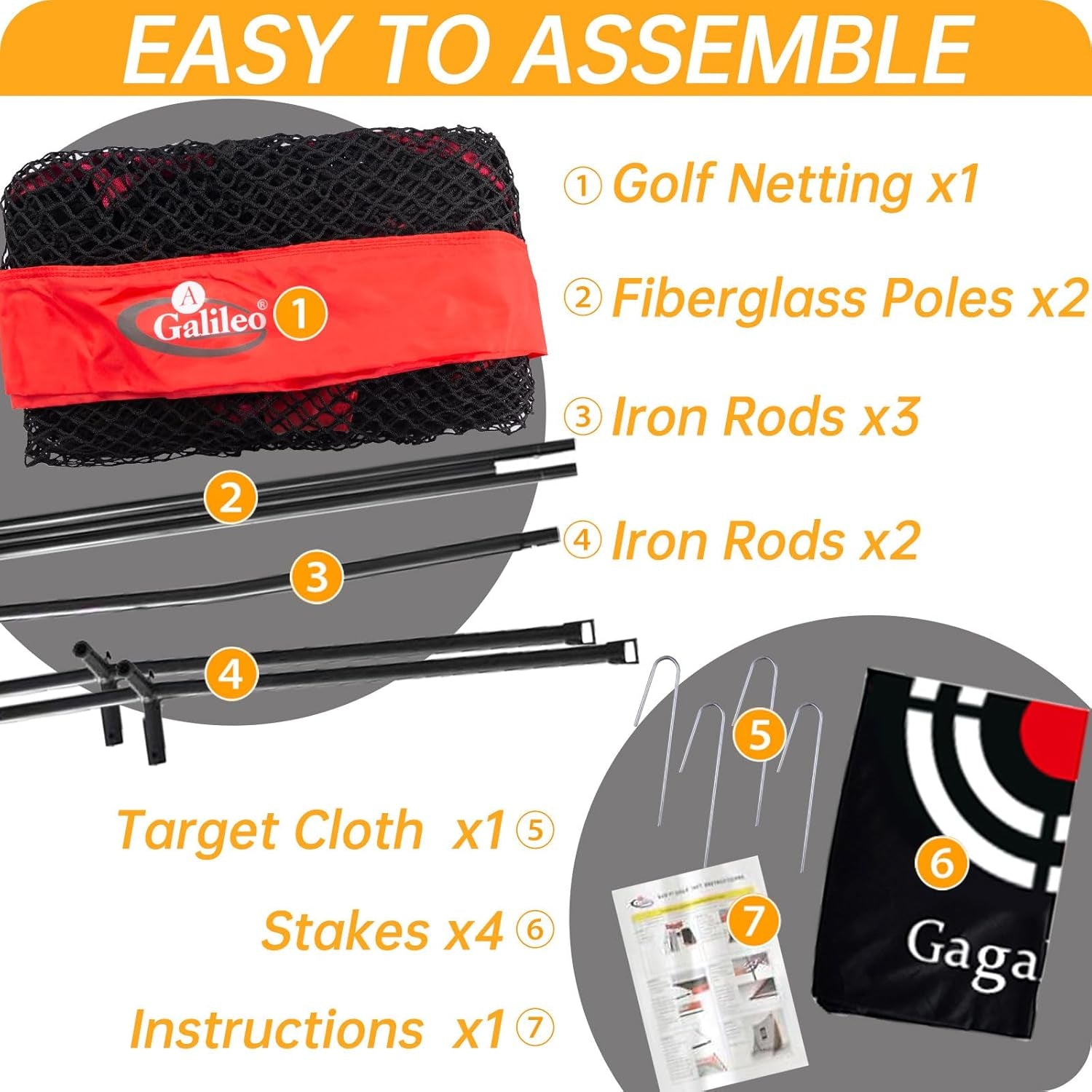 Gagalielo Golf Hitting Net：Professional Practice Accuracy with Target Mat Driving Swing Indoor Outdoor Training Backyard Garage Gift for Golfers