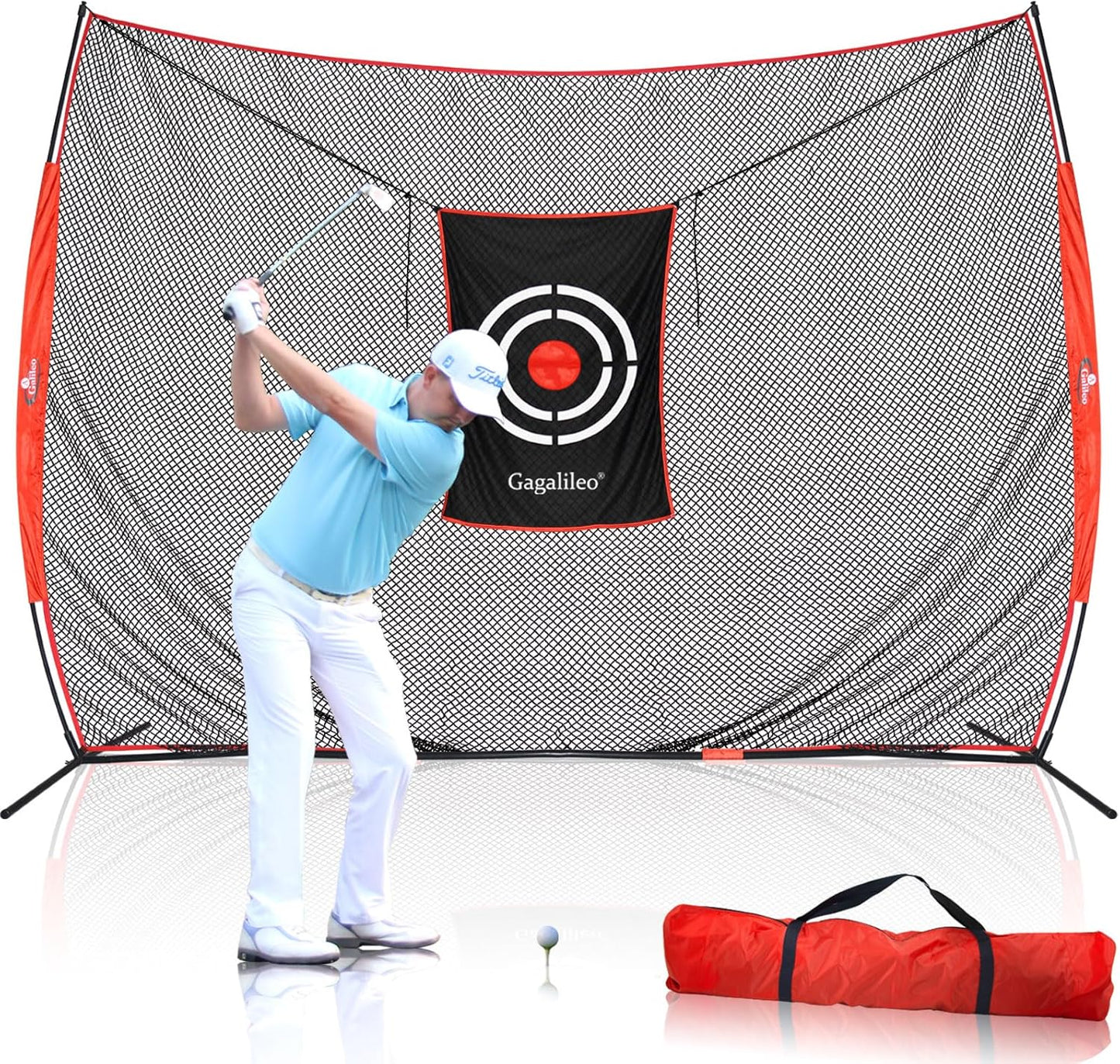 Gagalielo Golf Hitting Net：Professional Practice Accuracy with Target Mat Driving Swing Indoor Outdoor Training Backyard Garage Gift for Golfers
